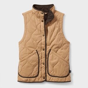 Duluth Trading Co Womens Sutters Mill Quilted Vest Fawn Tan Brown L